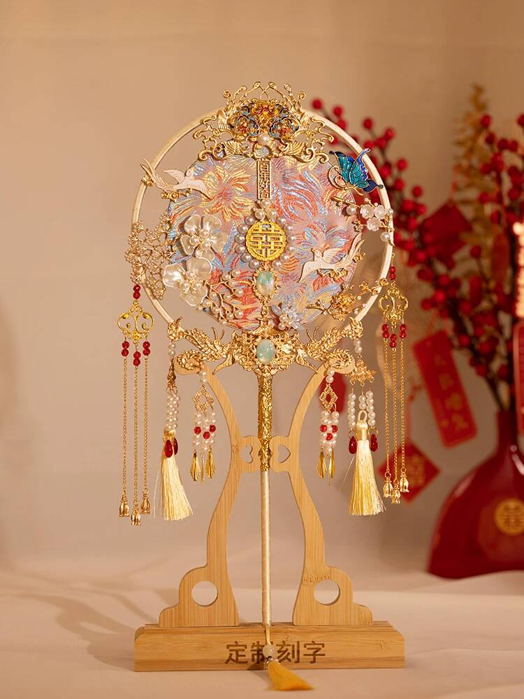 Embroidery Kit - مروحة عروس على الطراز الصيني، طقم