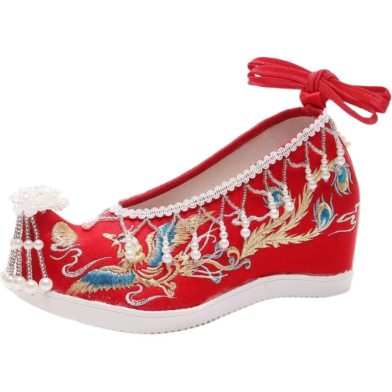 Embroidery Canvas - المرأة الجديدة الأحمر المطرزة أحذية الزفاف