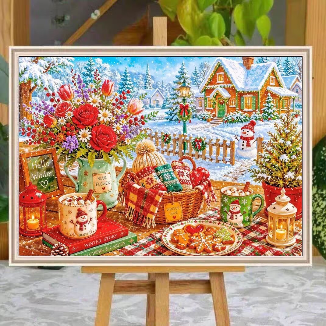 Embroidery Tas - مجموعات تطريز متقاطع مطبوعة للشتاء 9CT